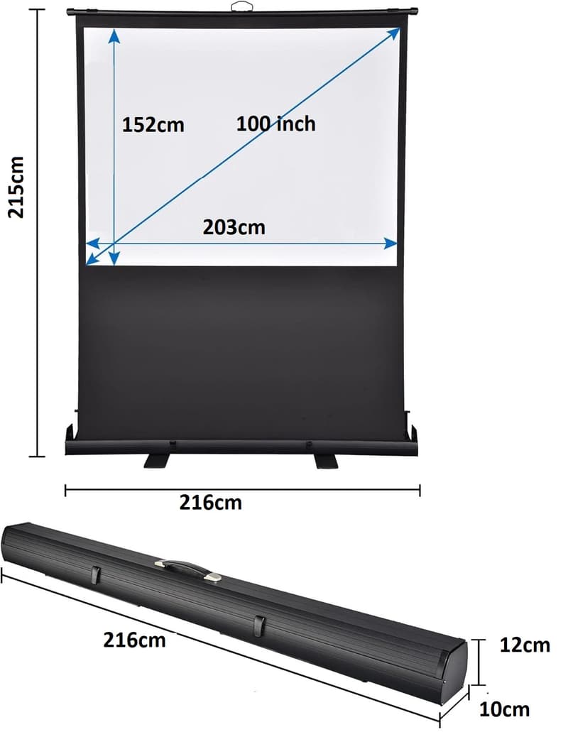 Peak 203X152 cm Taşınabilir Portatif Pull Up Floor Projeksiyon Perdesi F100 görsel 6